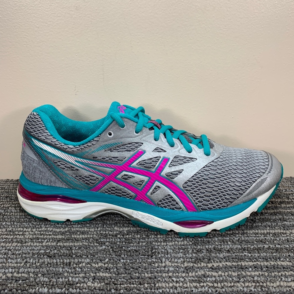 Asics Gel-Cumulus 18 Gray Blue Pink Athletic Sneaker Womens 8.5